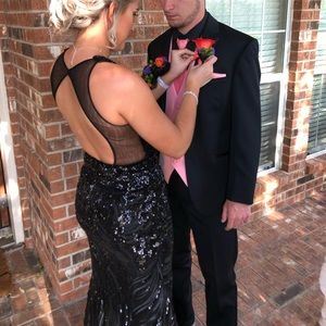 Black sequin prom dress